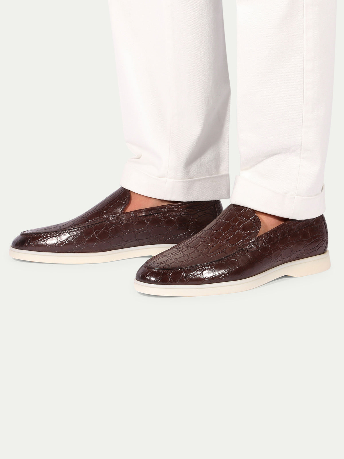Yacht Loafer Krokodil Leder Braun