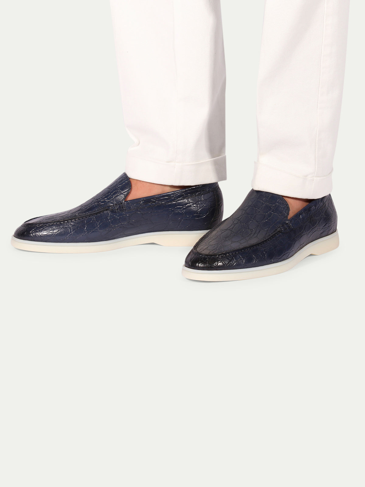 Yacht Loafer Krokodil Leder Navy
