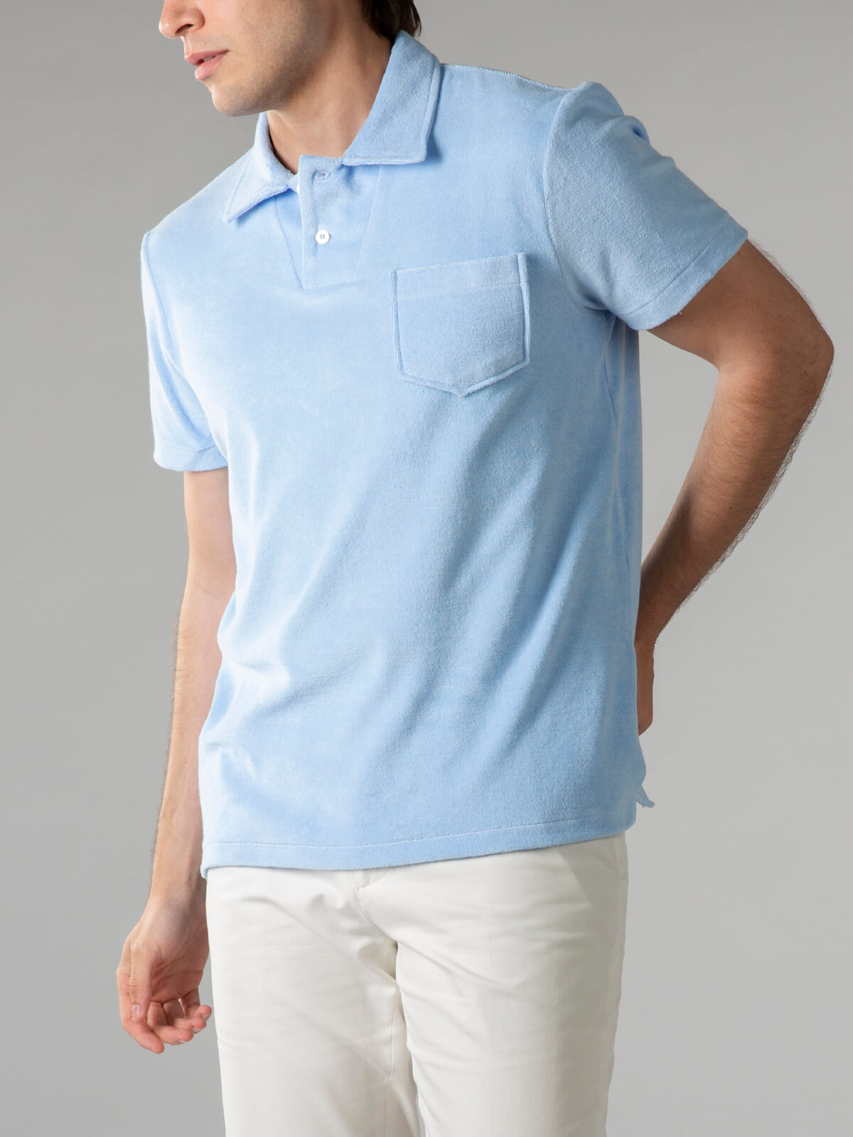 FROTTEE-POLOSHIRT HELLBLAU