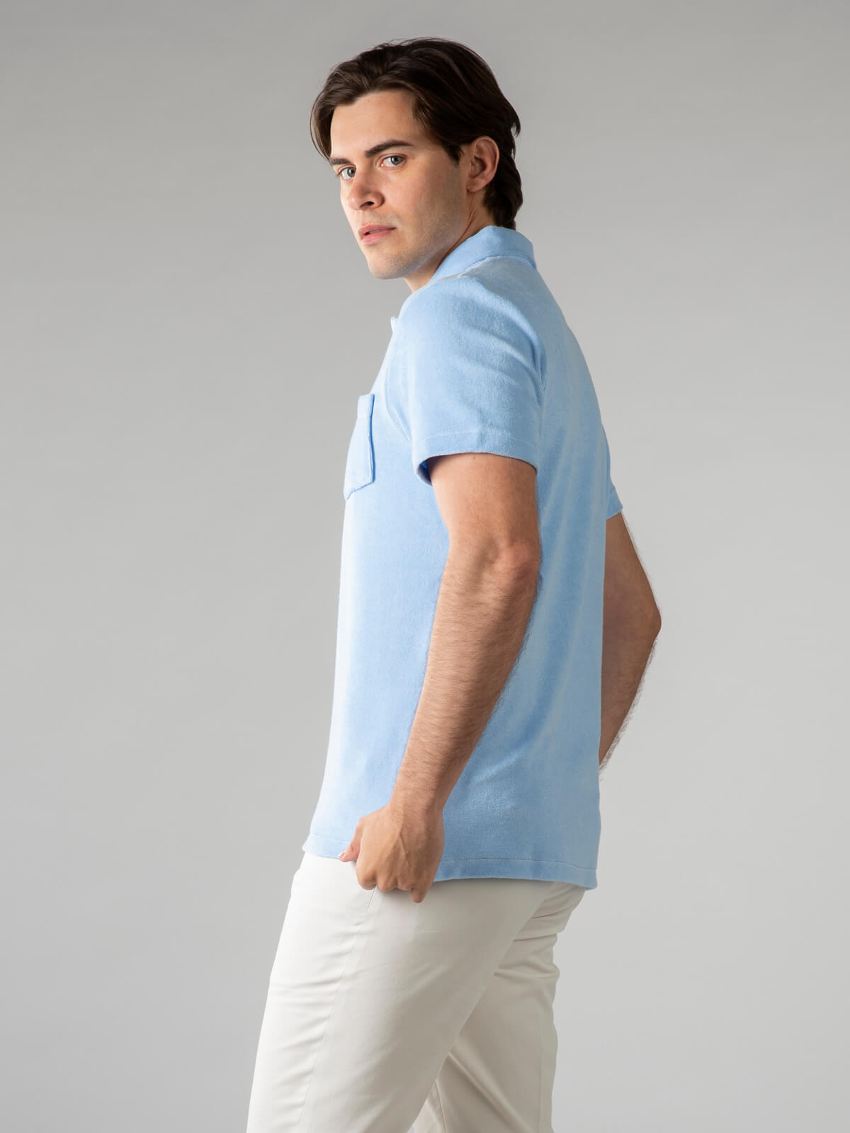 FROTTEE-POLOSHIRT HELLBLAU
