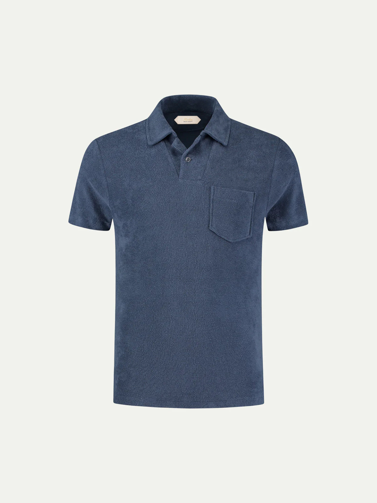 FROTTEE-POLOSHIRT STAHLBLAU