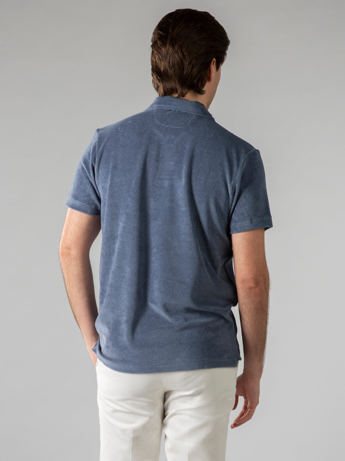 FROTTEE-POLOSHIRT STAHLBLAU