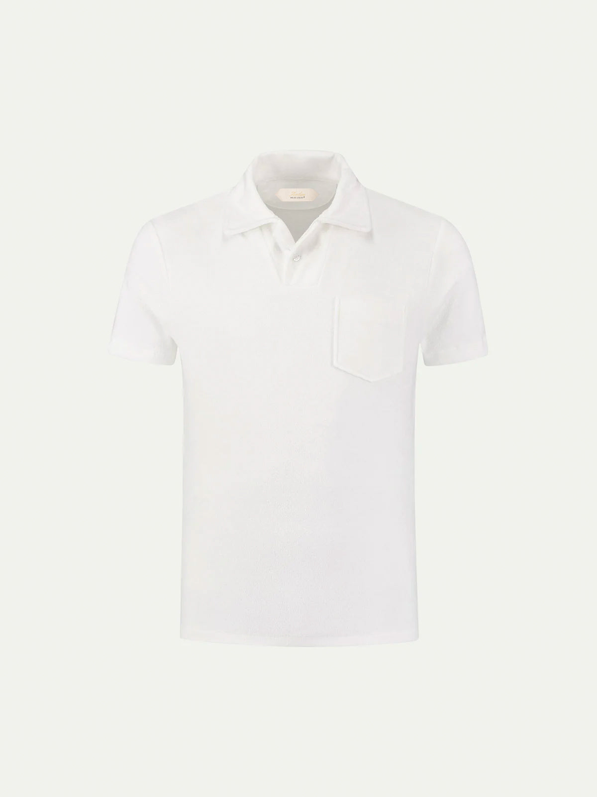FROTTEE-POLOSHIRT WEIß