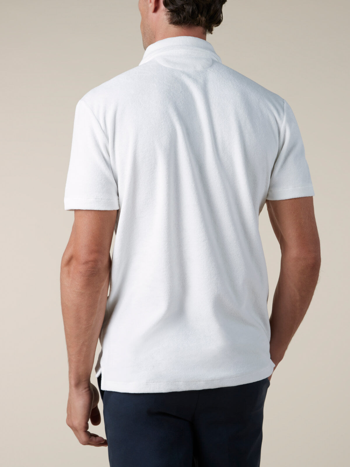 FROTTEE-POLOSHIRT WEIß