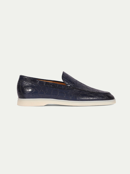 Yacht Loafer Krokodil Leder Navy