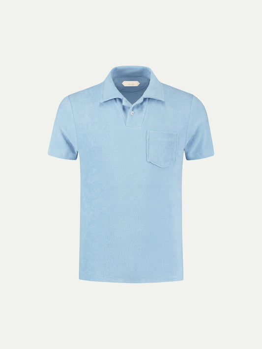 FROTTEE-POLOSHIRT HELLBLAU