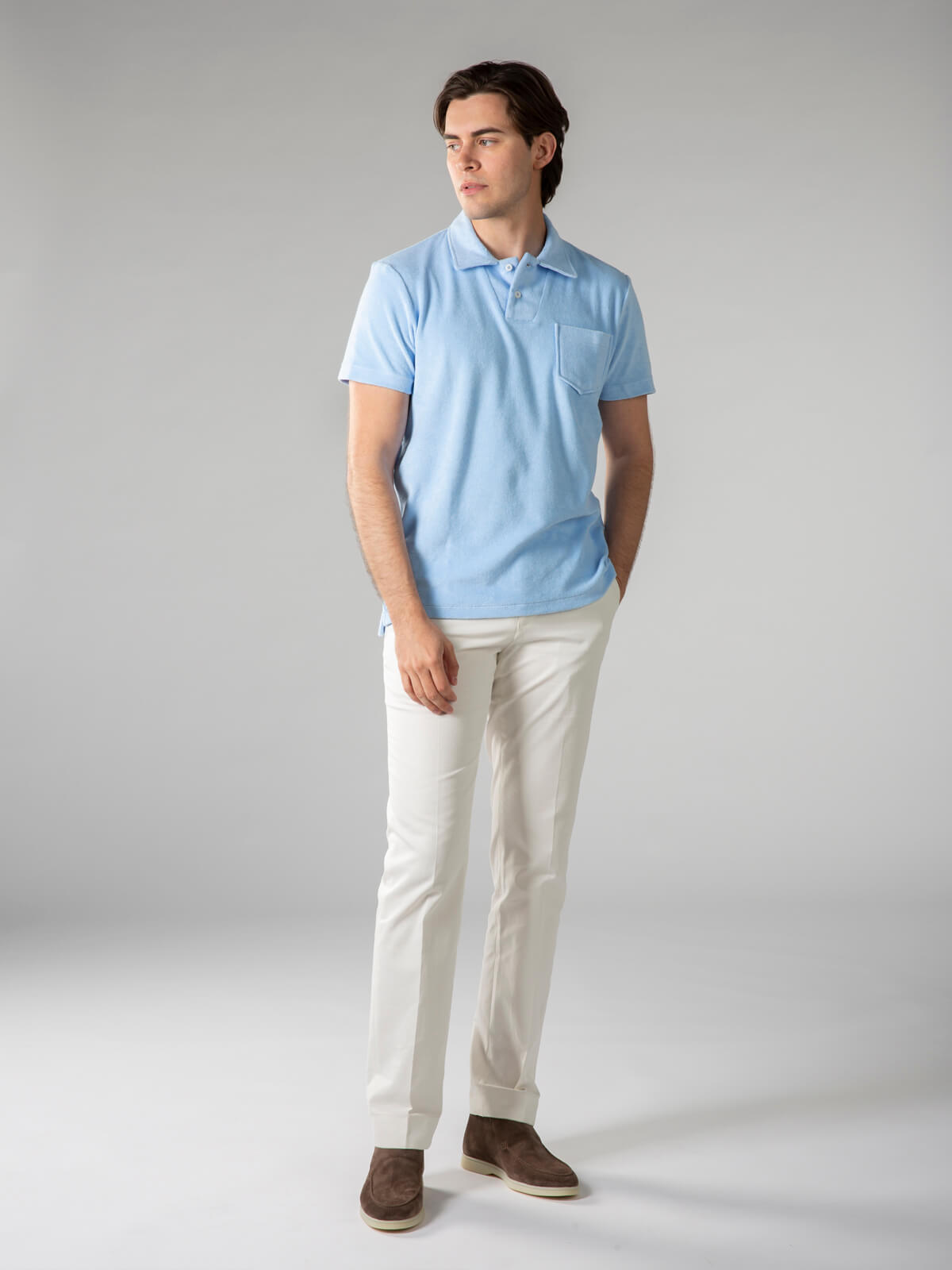 FROTTEE-POLOSHIRT HELLBLAU