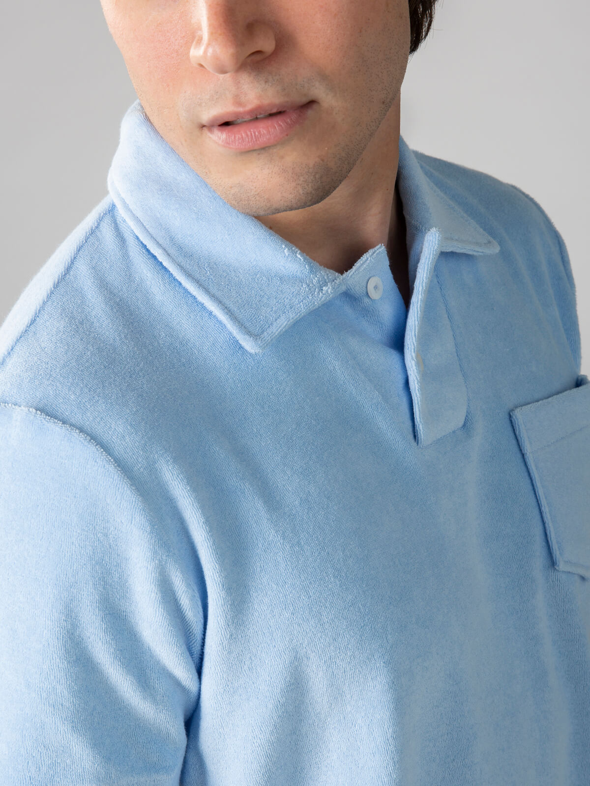 FROTTEE-POLOSHIRT HELLBLAU