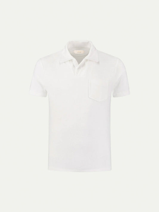 FROTTEE-POLOSHIRT WEIß